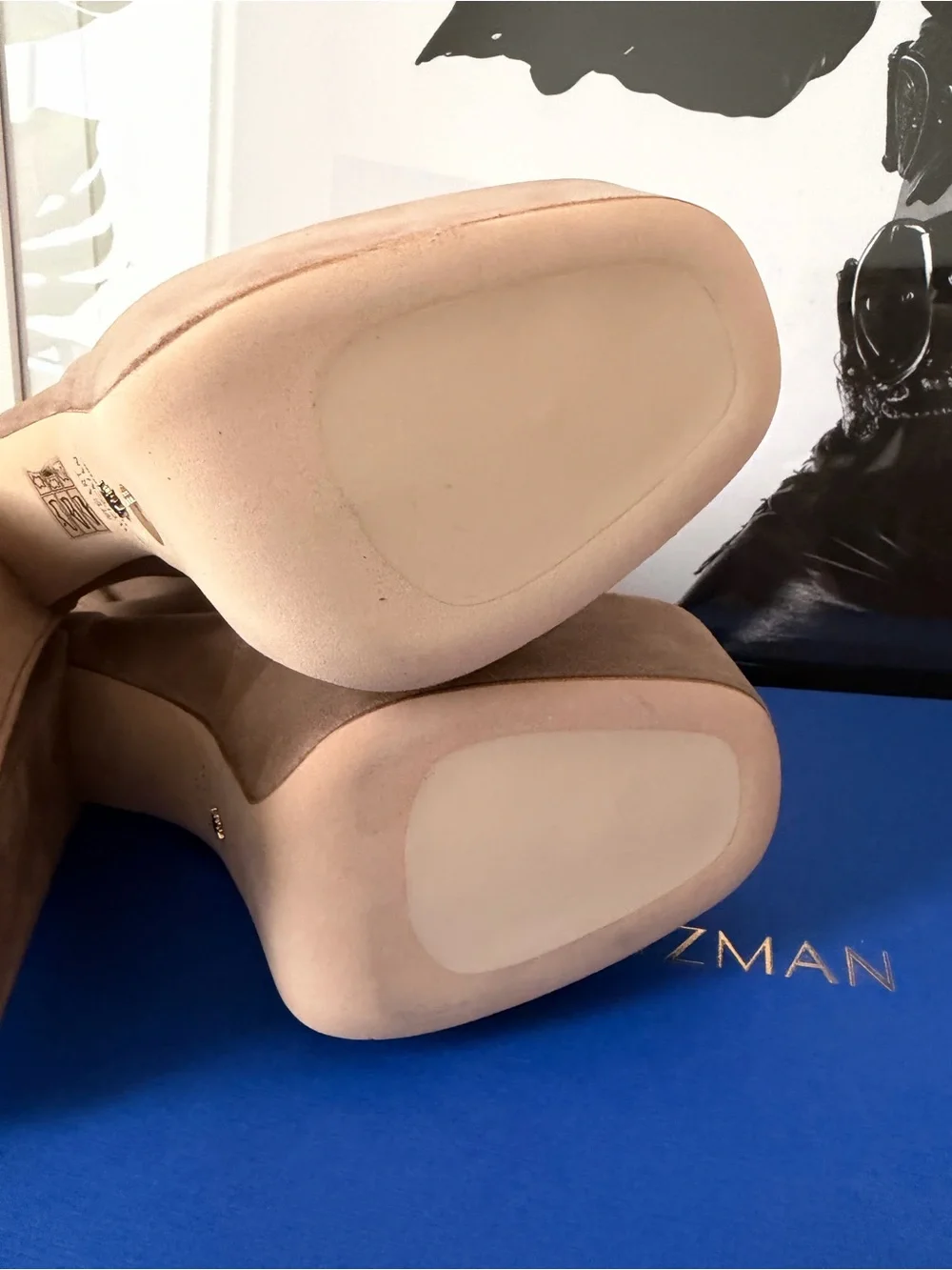 Stuart Weitzman SkyHigh Platform Boot in Cashmere, 8 - Box + Dustbag